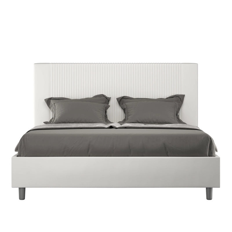 Letto imbottito Matrimoniale 170x190 cm Goya - Bianco,Similpelle,Contenitore