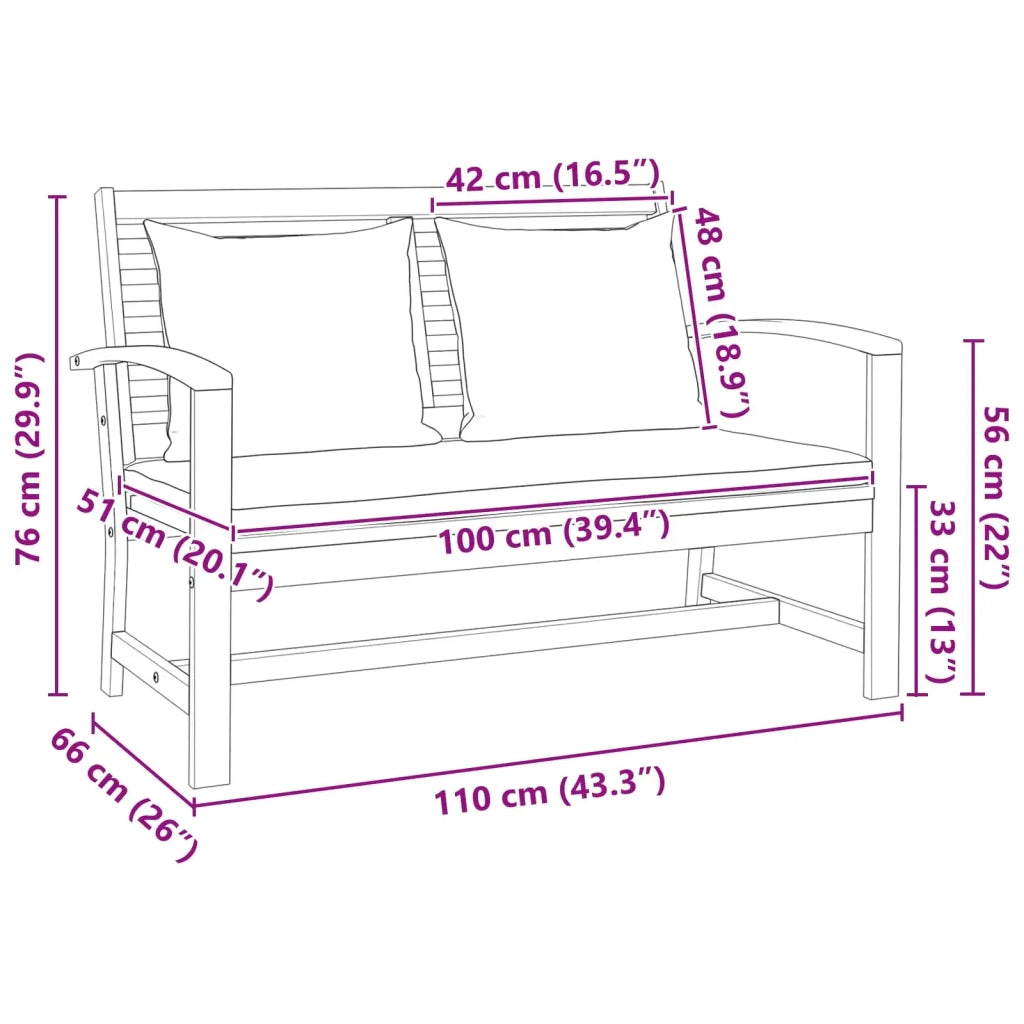Salotto da Giardino-Set Panchina e Tavolo da Giardino con Cuscini 2 Pezzo 788376
