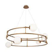 Lampadario Maytoni Balance 6 luci ottone sfere bianche