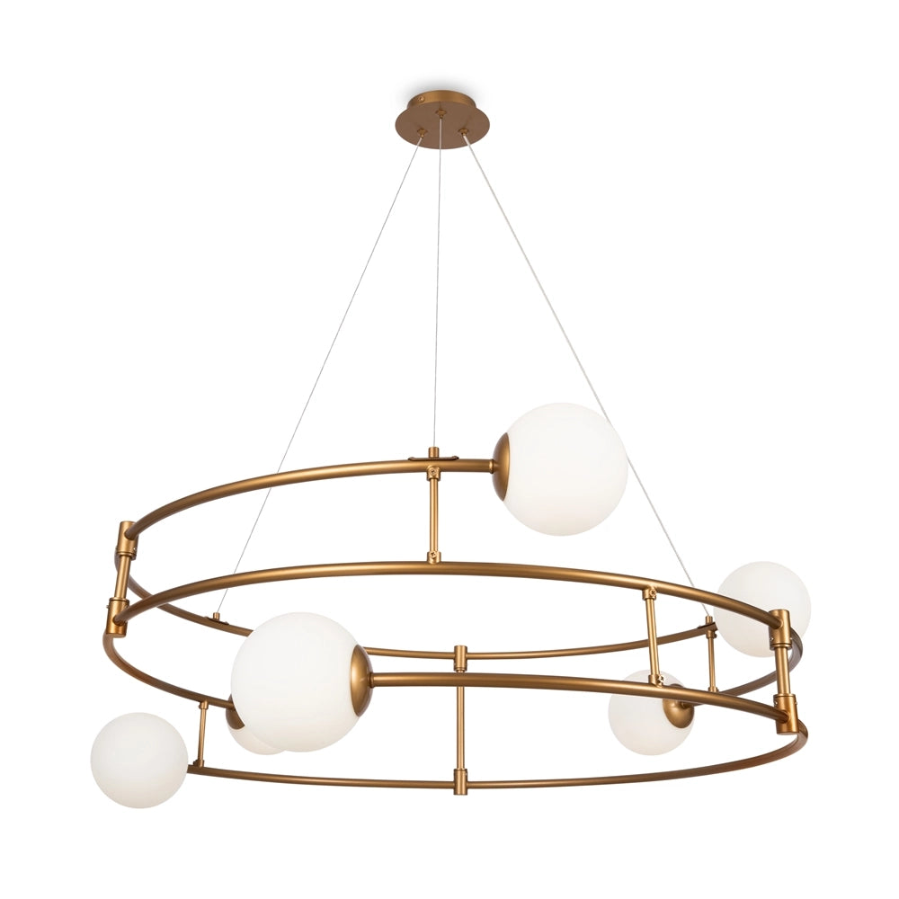 Lampadario Maytoni Balance 6 luci ottone sfere bianche