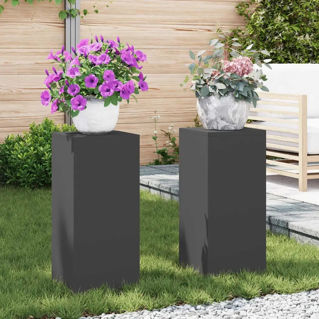 Supporto per piante 2 pcs Nero 24 x 24 x 55 cm Acciaio 865813