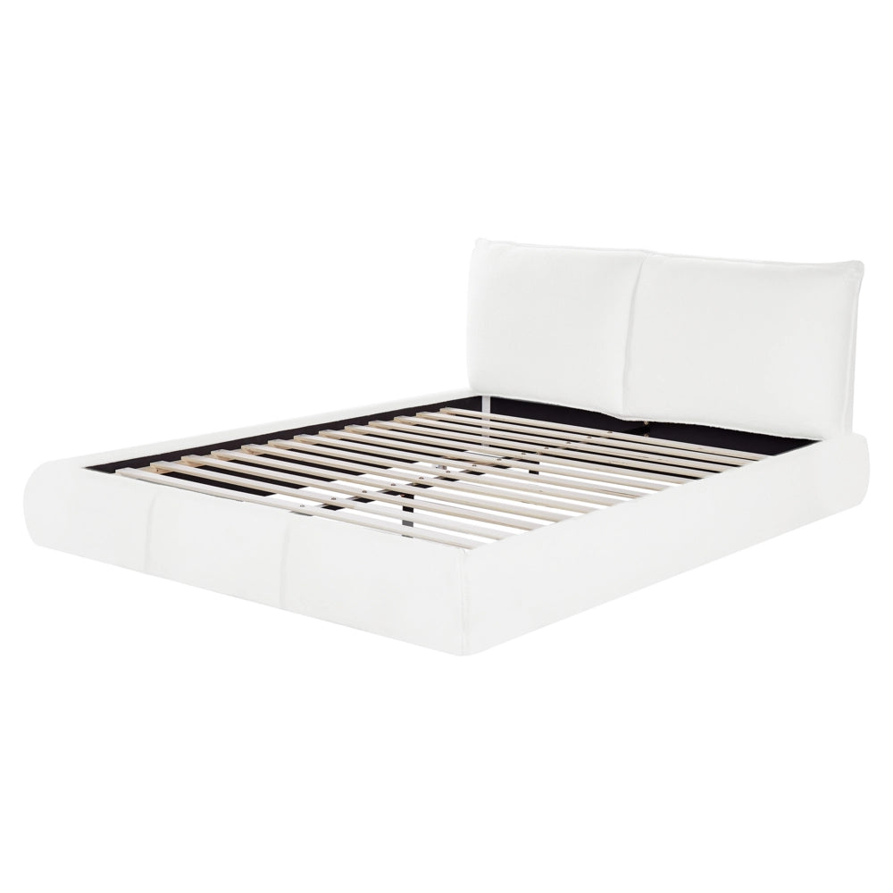 Letto matrimoniale ad acqua imbottito in tessuto boucle bianco 160x200 cm Vinay