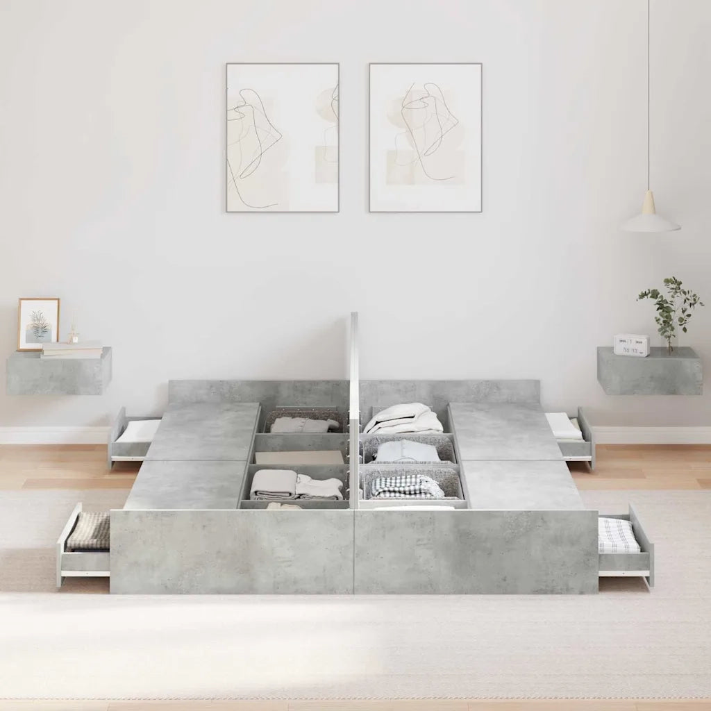 Struttura letto con contenitore Grigio cemento 150 x 200 cm 3335288