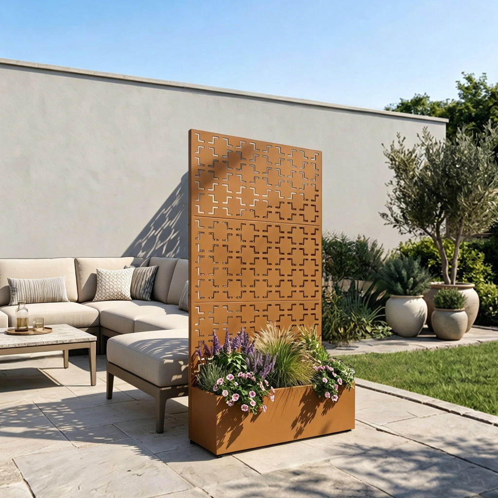 Fioriera con Spalliera Aaskis a Rotelle in Acciaio 190 x 82 x 38 cm - Marrone casa.pro