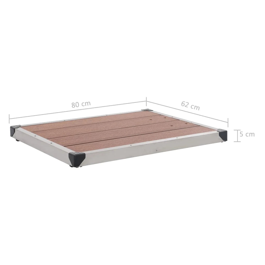 Piatto doccia da esterno in acciaio inox WPC 80x62 cm Marrone 02_0001980