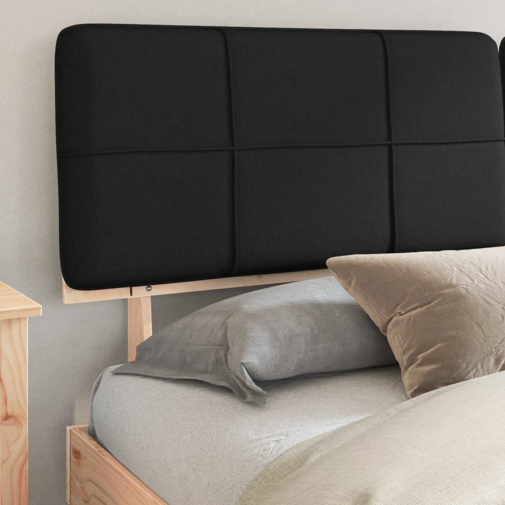 Letto con Testiera Rivestita Nero 180 x 200 cm Pino massello