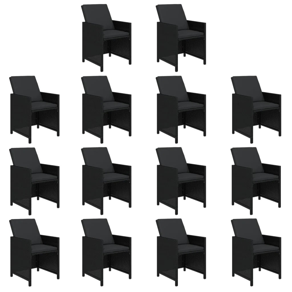 Set da pranzo da giardino mobili da esterno cuscini 15 pz poly rattan nero 02_0014424