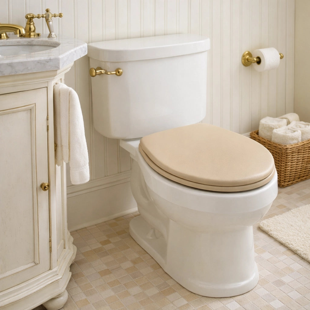 Copri Water Universale Sedile WC in PP Beige 1200gr Cerniere Regolabili forma D