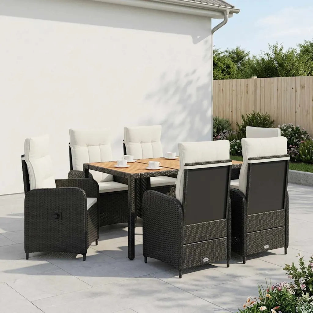 Set da pranzo per esterni 7 pz Nero e Bianco Crema 3422271