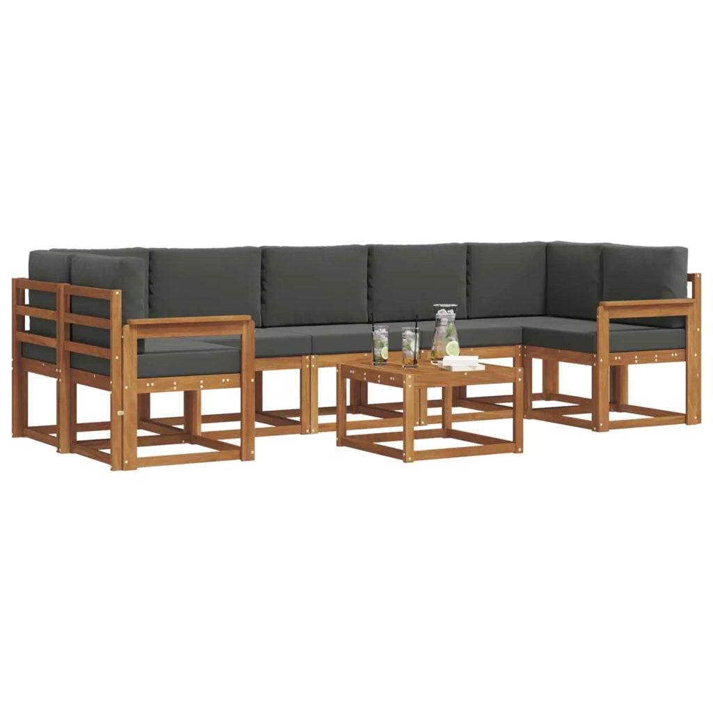 Set di divani da esterno con cuscino 8 pcs Naturale e Antracite