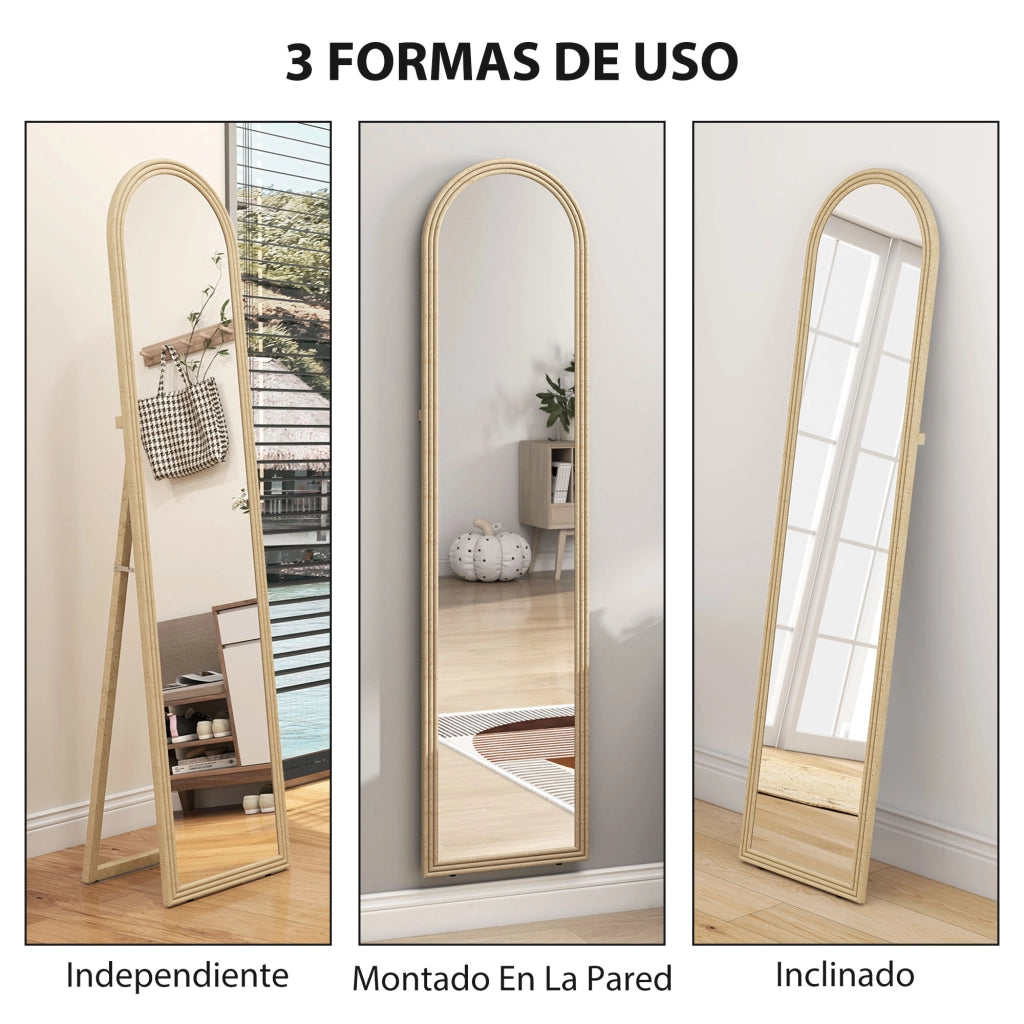 Specchio a Pieno Corpo con Cornice Effetto Pietra ¨C zephmum ¨C 40x3.7x160 cm Beige