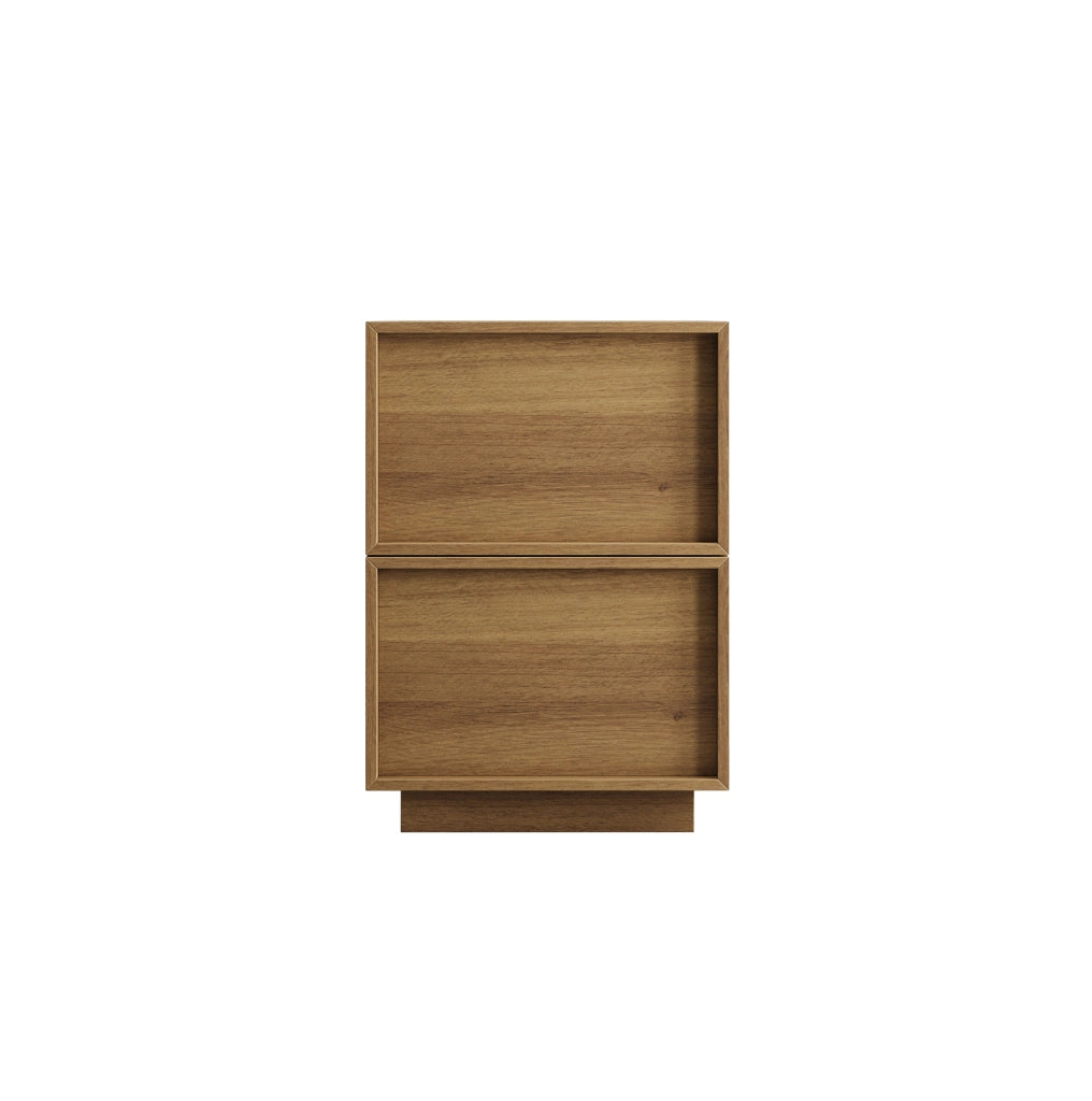 Comodino 38x48x55 cm con 2 cassetti; design minimalista; in MDF e truciolato; naturale