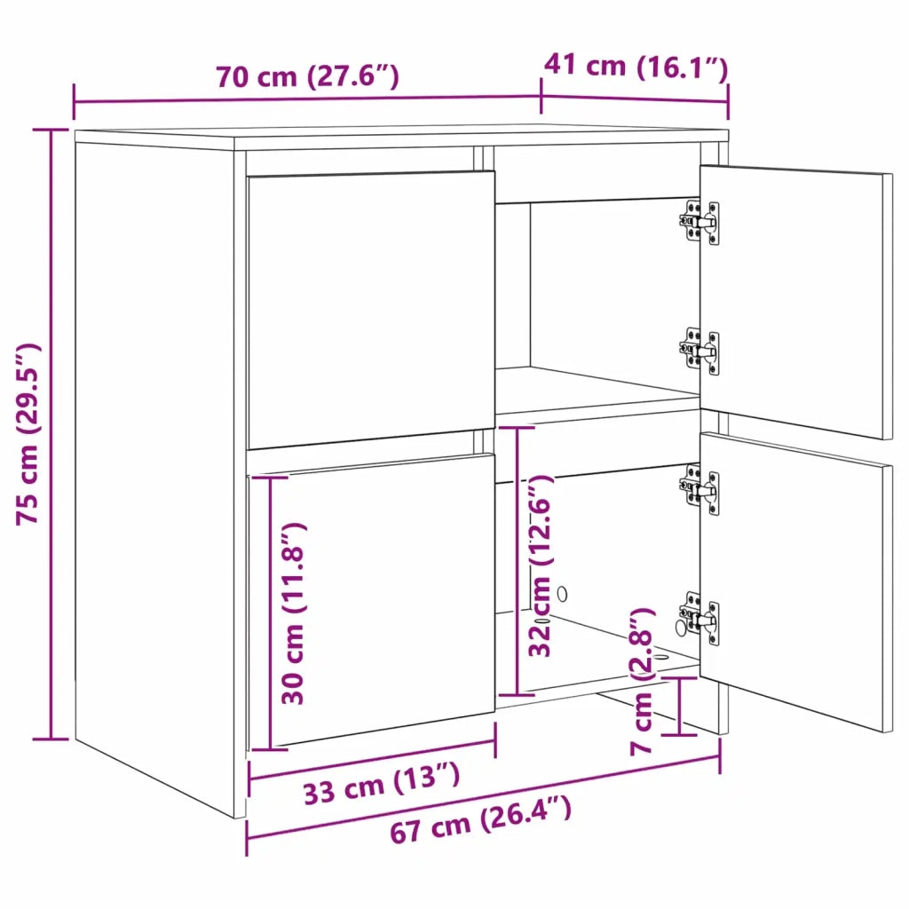 Sideboards 2 pcs Legno vecchio 70 x 41 x 75 cm 3393513