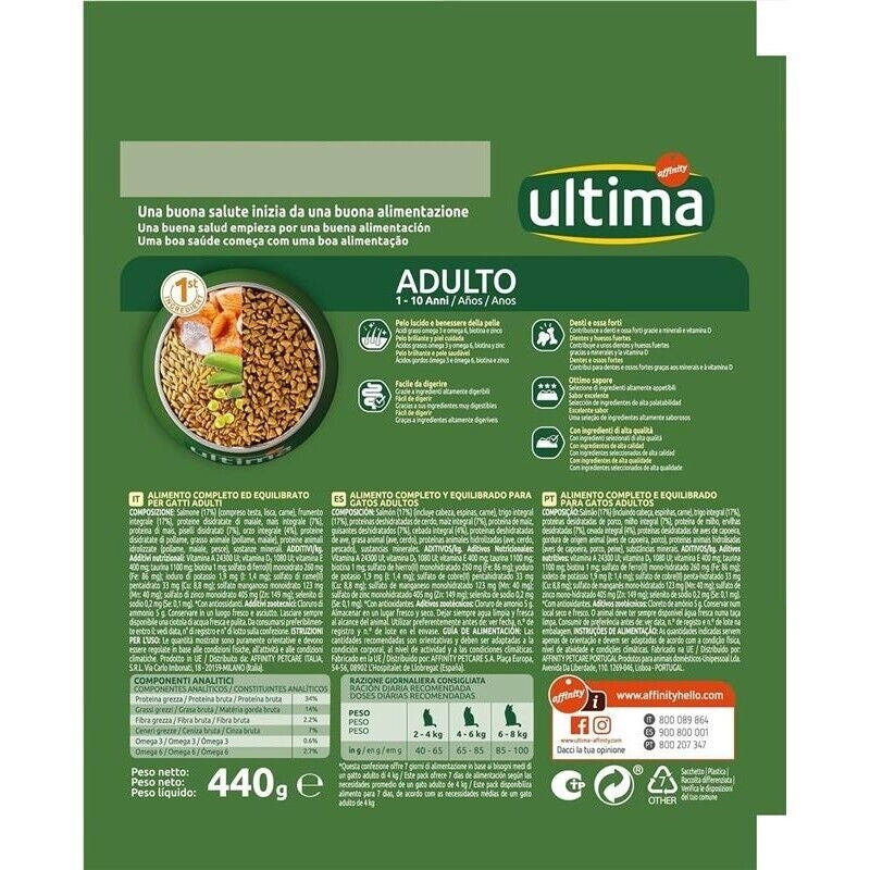 ULTIMA CROCCHETTE PER GATTO ADULTO 1-10 ANNI 440 GR FACILE DA DIGERIRE GUSTO SALMONE