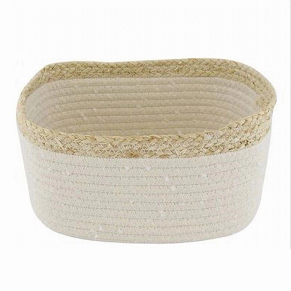 Trade Shop - Cestino Porta Biancheria Oggetti In Vimini Intrecciato Bicolore 25x18x13cm 10675 -