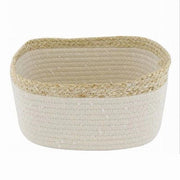 Trade Shop - Cestino Porta Biancheria Oggetti In Vimini Intrecciato Bicolore 25x18x13cm 10675 -