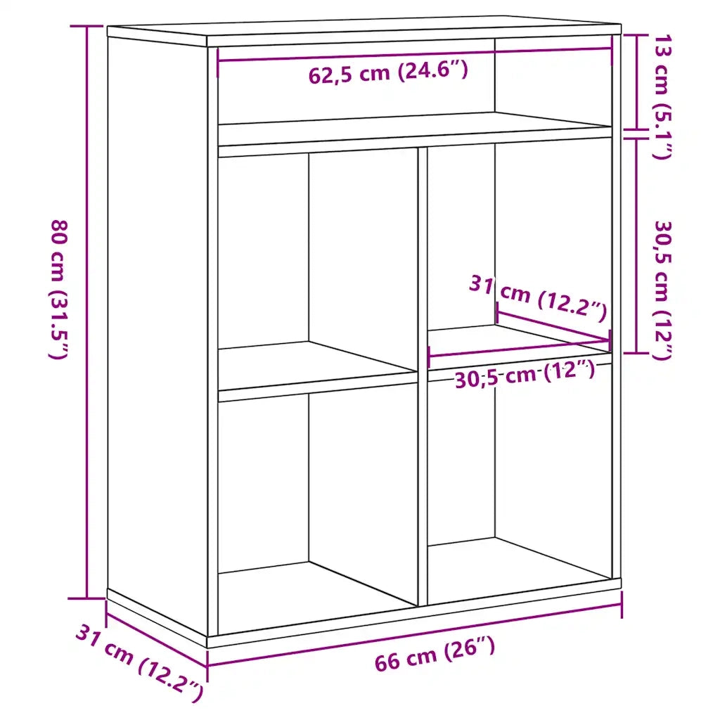 Libreria Legno Antico 66x31x80 cm in Legno Multistrato 860299