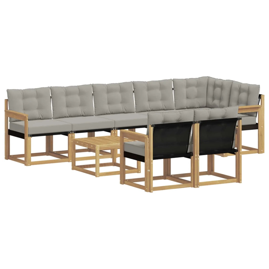 Set di divani da esterno 9 pz Bianco e Grigio Chiaro 3389613