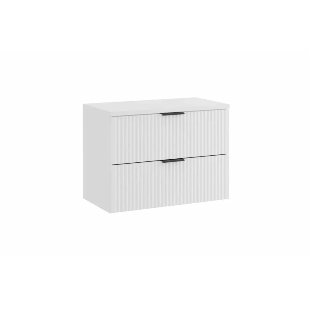 Set da bagno NOXERA 80 cm – Mobile sottolavabo sospeso bianco alpino opaco con piano per lavabo