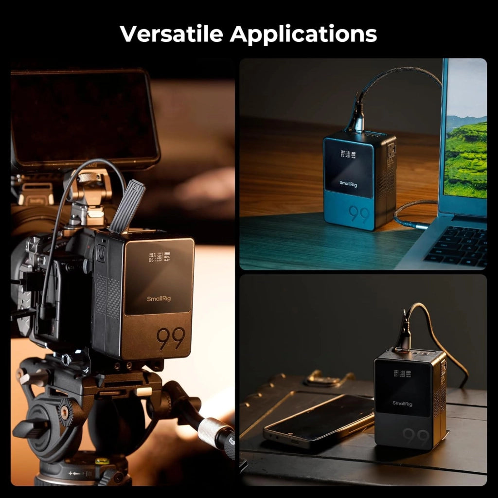 VB99 Batteria V Mount con Display OLED, 6700 mAh Batteria V Lock Portatile con Porta USB-C/USB-A/D-TAP/DC8V/DC12V/BP, 65W Ricarica Rapida PD Bidirezionale, per Camera/Monitor, Nero - 3580B