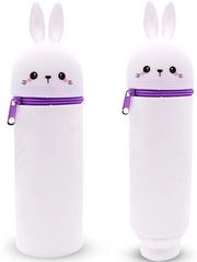 Etui in silicone morbido, 2-in-1 etui in silicone, etui cartoon, accessori scolastici divertenti, etui, contenitore per penna, grande capacità per materiali da ufficio