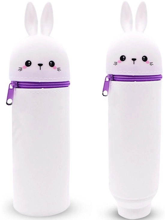 Etui in silicone morbido, 2-in-1 etui in silicone, etui cartoon, accessori scolastici divertenti, etui, contenitore per penna, grande capacità per materiali da ufficio