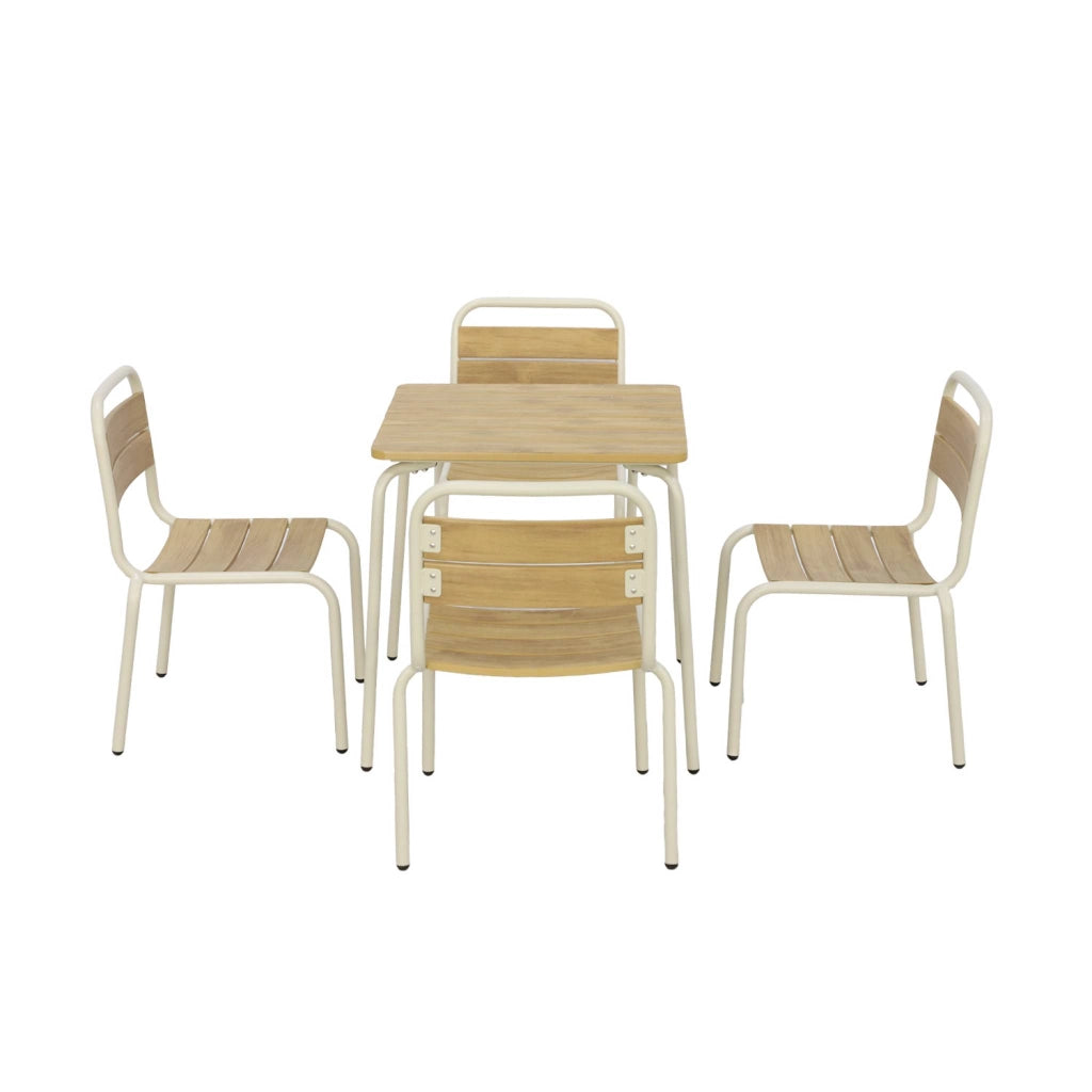 Set tavolo da giardino per bambini in acciaio e decorazione in legno