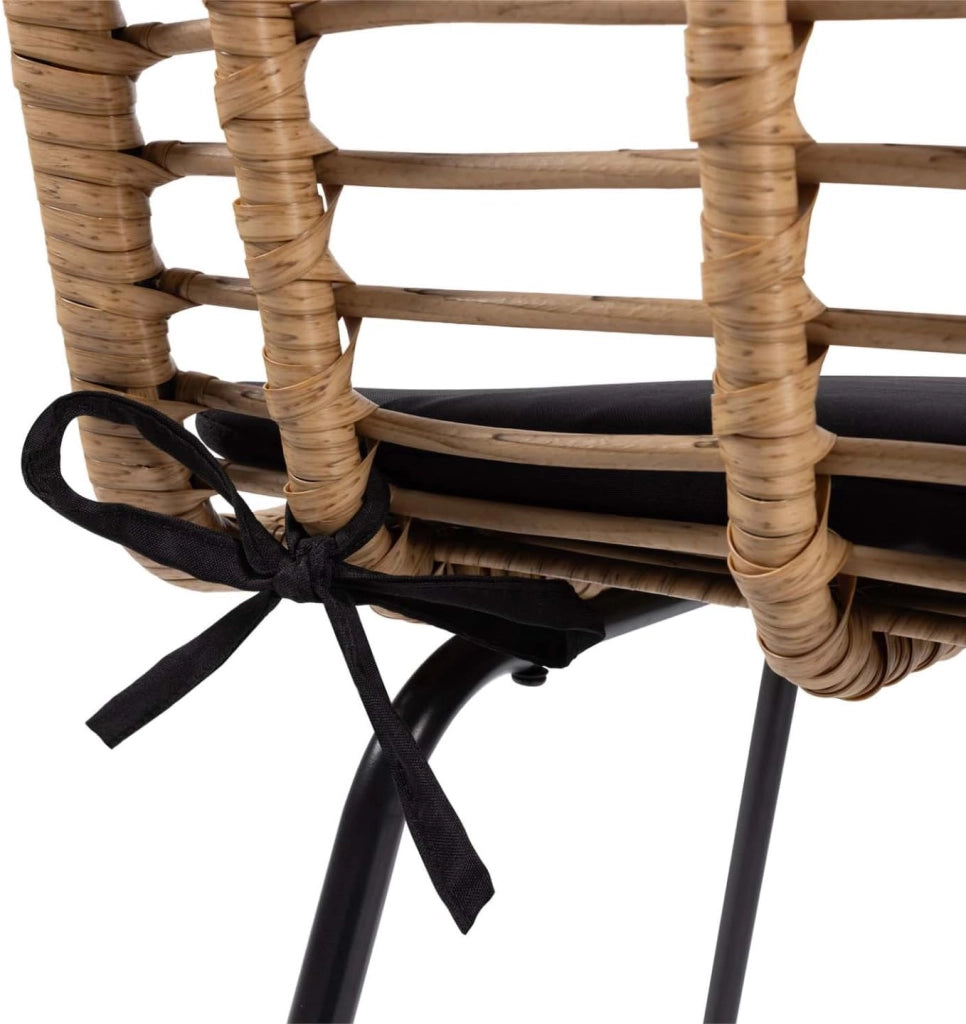 Set di 2 sgabelli da bar SUMMER in rattan con gambe in metallo nero