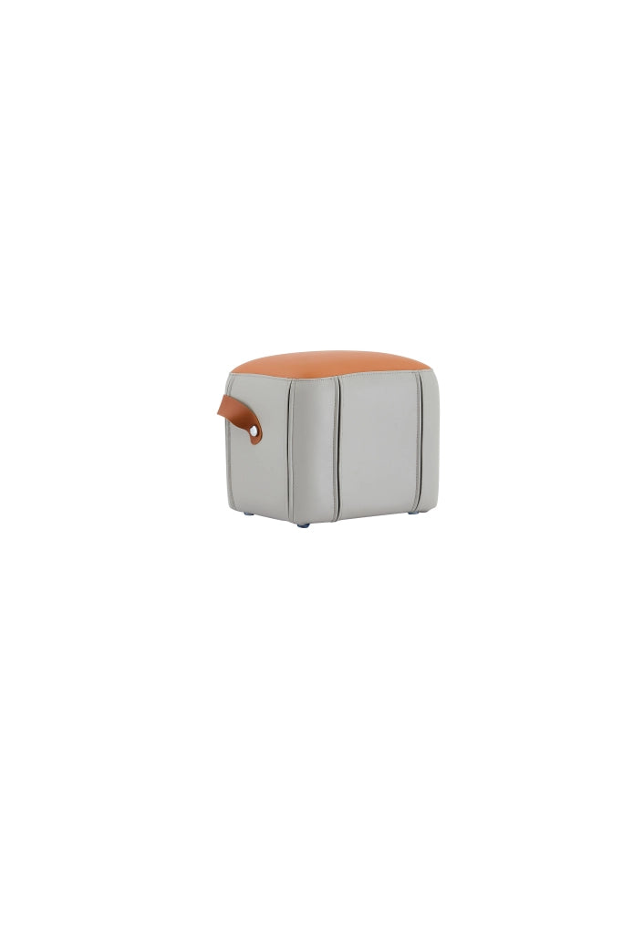 SGABELLO imbottito in PU Grigio e Arancione con maniglia