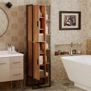 Mobiletto alto da bagno, stile loft, industriale, moderno, marrone chiaro