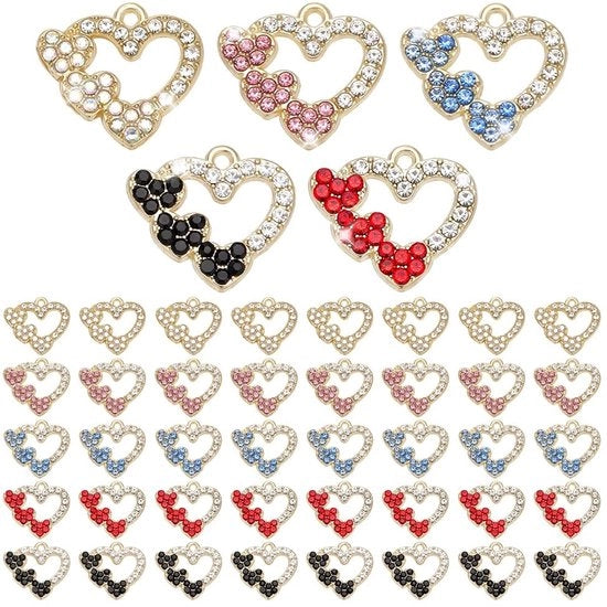 40 Stuks Metalen Hart Bedels per Sieraden Maken