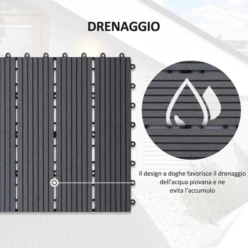 Set Piastrelle per Esterni in HDPE Riciclato ¨C zephmum ¨C Grigio 30x30x2.2 cm