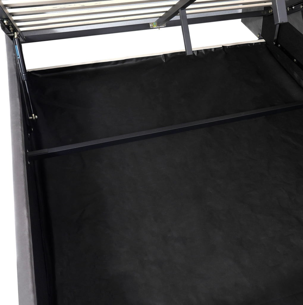 Letto imbottito 140x200 cm con contenitore idraulico, LED e porte USB