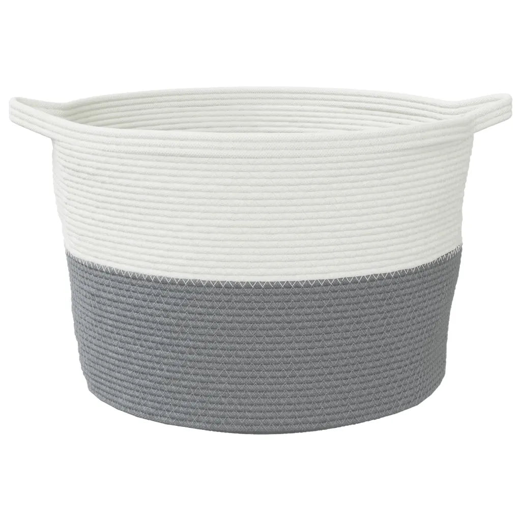 Cesto per Biancheria Grigio e Bianco Ø60x36 cm in Cotone 358473