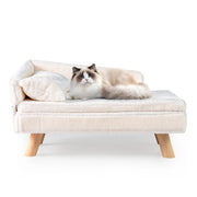 Divanetto per animali letto elevato cani taglia media e piccola-Sofa per animali schienale alto sedia per gatti interno Beige