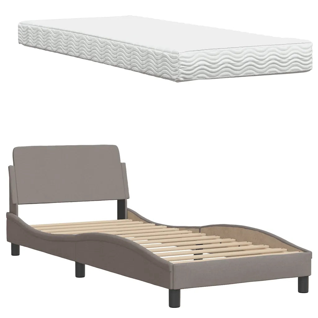 vidaXL Letto con Materasso Tortora 90x200 cm in Tessuto