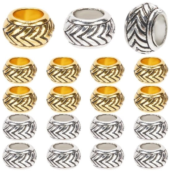 Kralen Rondelle 160 Stuks - Spacer in Metallo per Collane - Grande Apertura - Zaffiro/Rosso/Ferro - Tubo/Tubo Tibetano - Per Ciondoli/Creazione Gioielli - Spacer per Collane