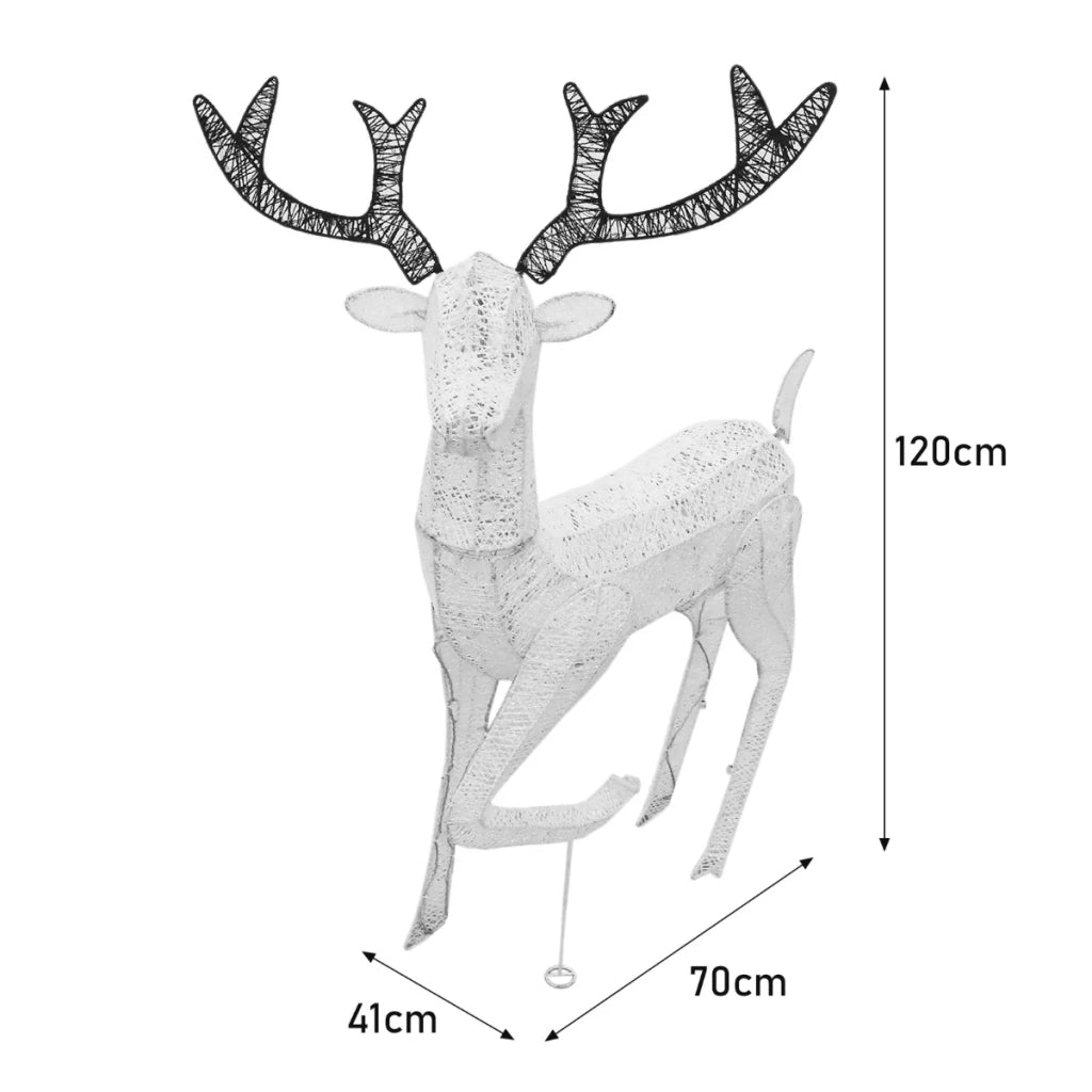 Renne di Natale Luminose Decorazione da Esterno per la Casa Luci LED Bianco Ghiaccio Figure Luminosa Luci di Natale - Maschio & Femmina - Bianco