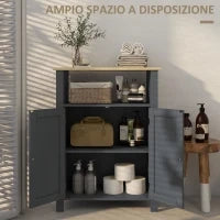 kleankin Mobiletto Bagno a 3 Ripiani in MDF e Truciolato con Ripiano Interno Regolabile, 60x30x80.5 cm