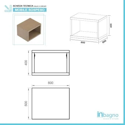 Mensolone bagno 60 cm rovere miele con vano a giorno per lavabo da appoggio Master