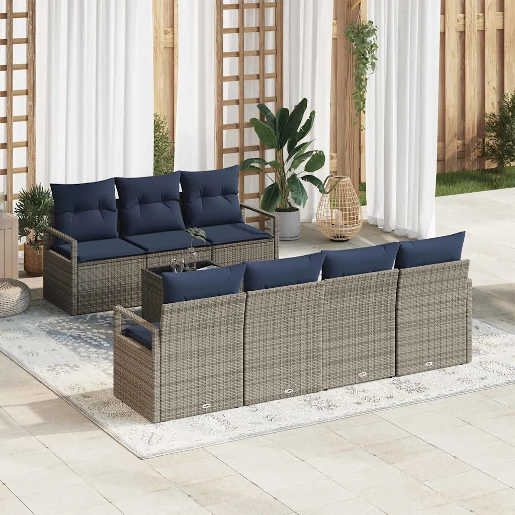 Set di divani con cuscino 8 pcs Grigio polyrattan 3346295