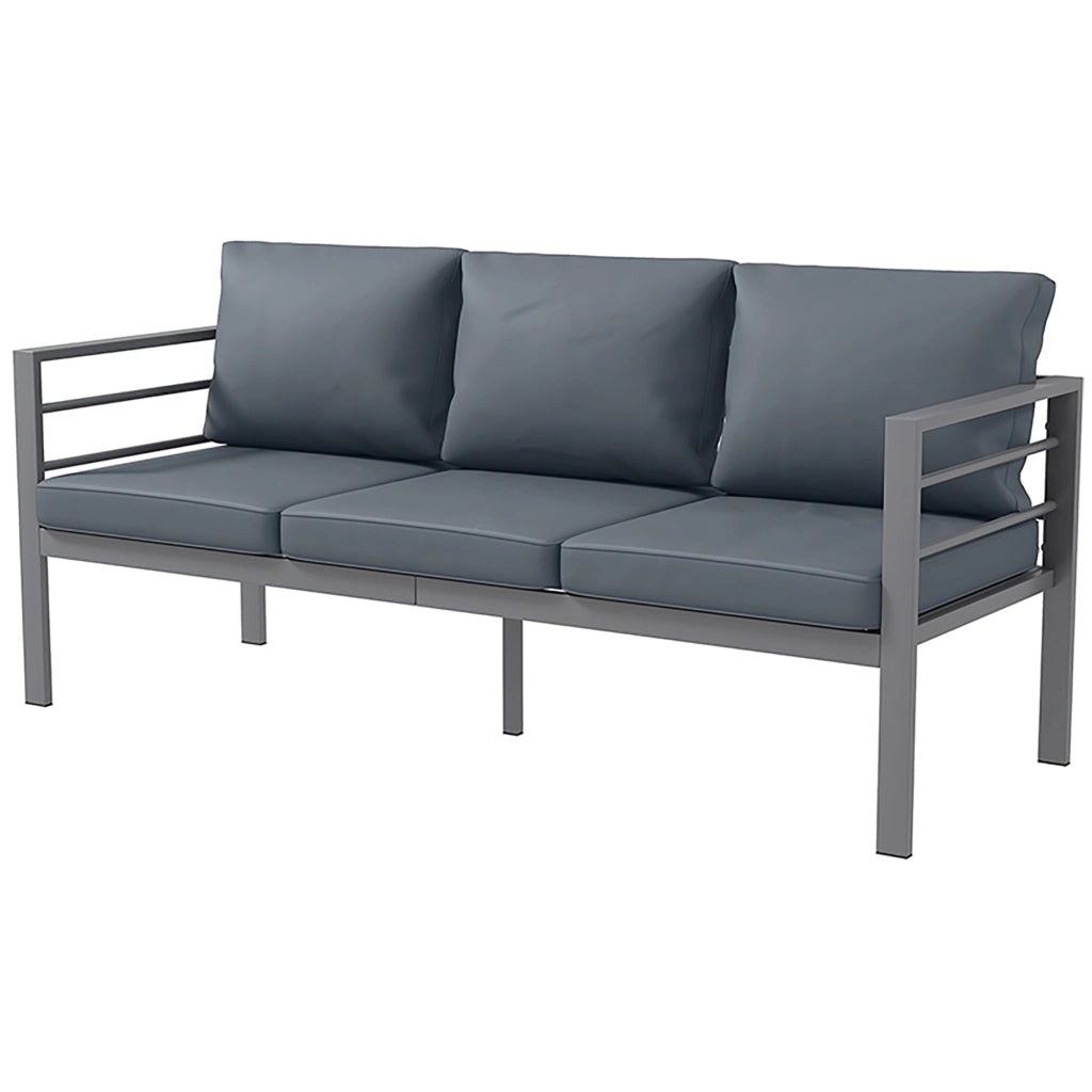 Divano da giardino 3 posti con cuscini ¨C zephmum ¨C grigio, alluminio, 185x66x64 cm