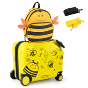 Set di valigie per bambini da 2 pezzi, Valigia con zaino duro e impermeabile con ruote 47x26,5x36,5cm Giallo-Bagagli e borse