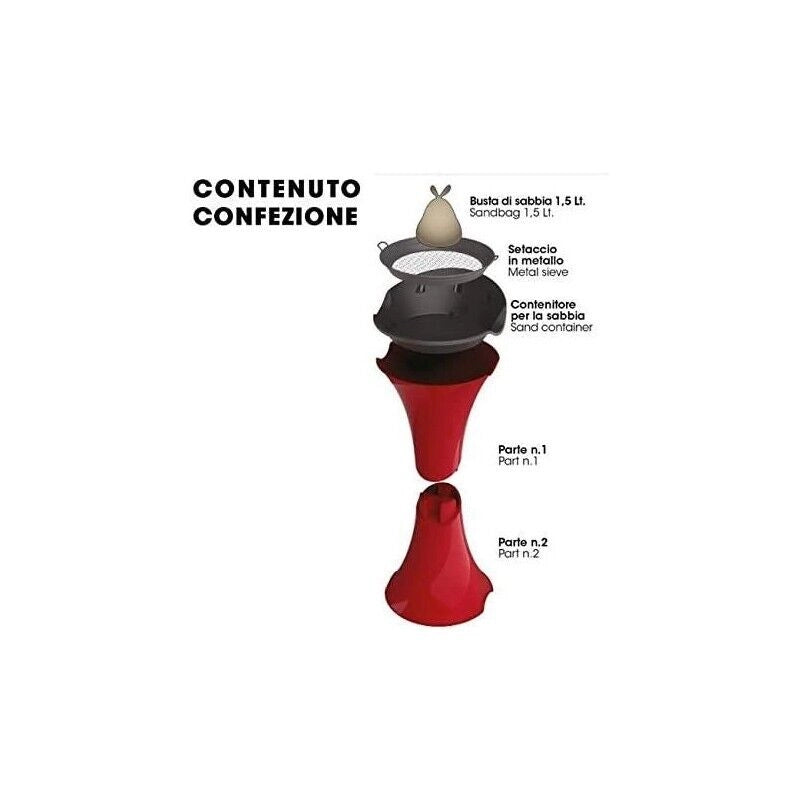 POSACENERE A COLONNA DA TERRA SMOKING SILVER CON SETACCIO E SABBIA