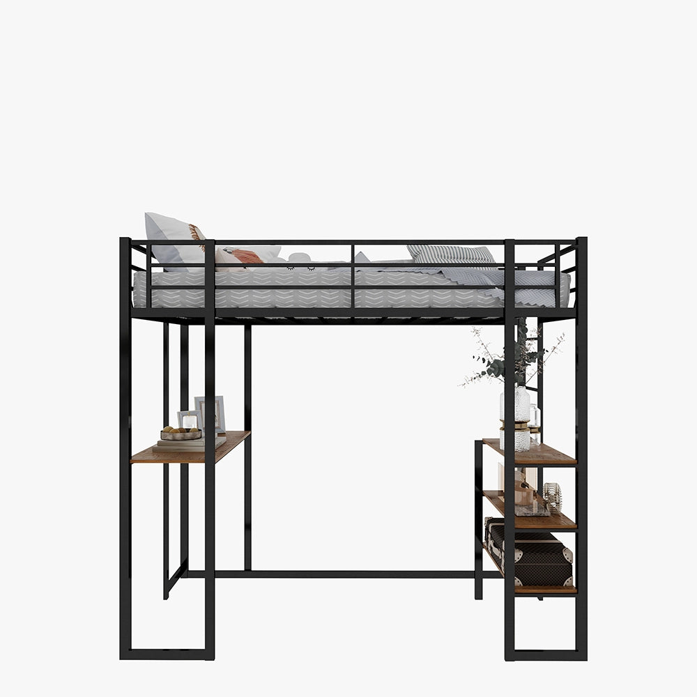 Letto con scrivania - Xylo - 90x200 cm L metallo scala doppia