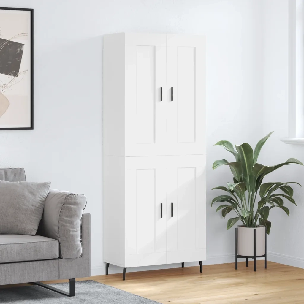 Credenza Bianca 69,5x34x180 cm in Legno Multistrato 3199697