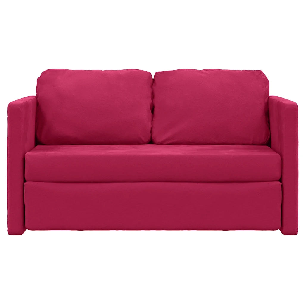 Divano Letto da Terra 2 in 1 Rosso Vino 122x204x55cm Velluto