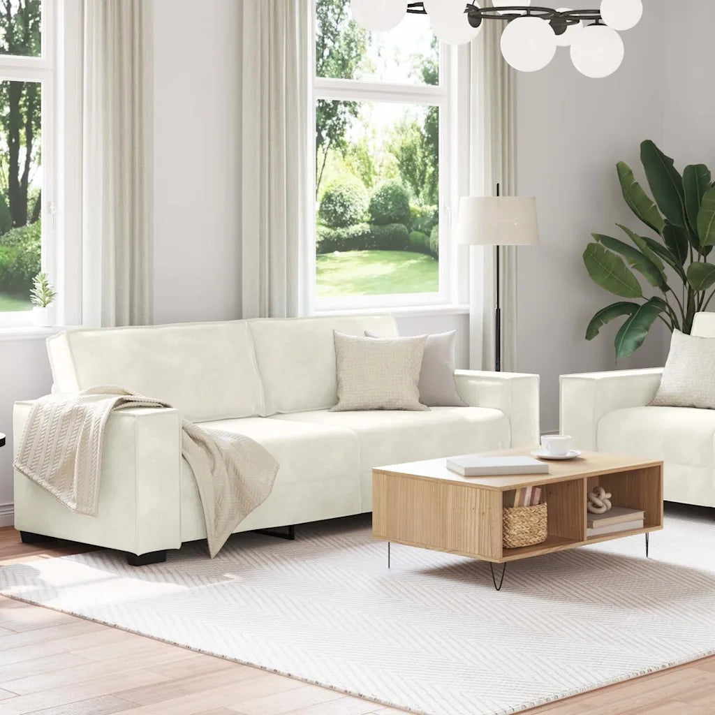Set di Divani 2 pz con Cuscini Crema in Velluto 3324708