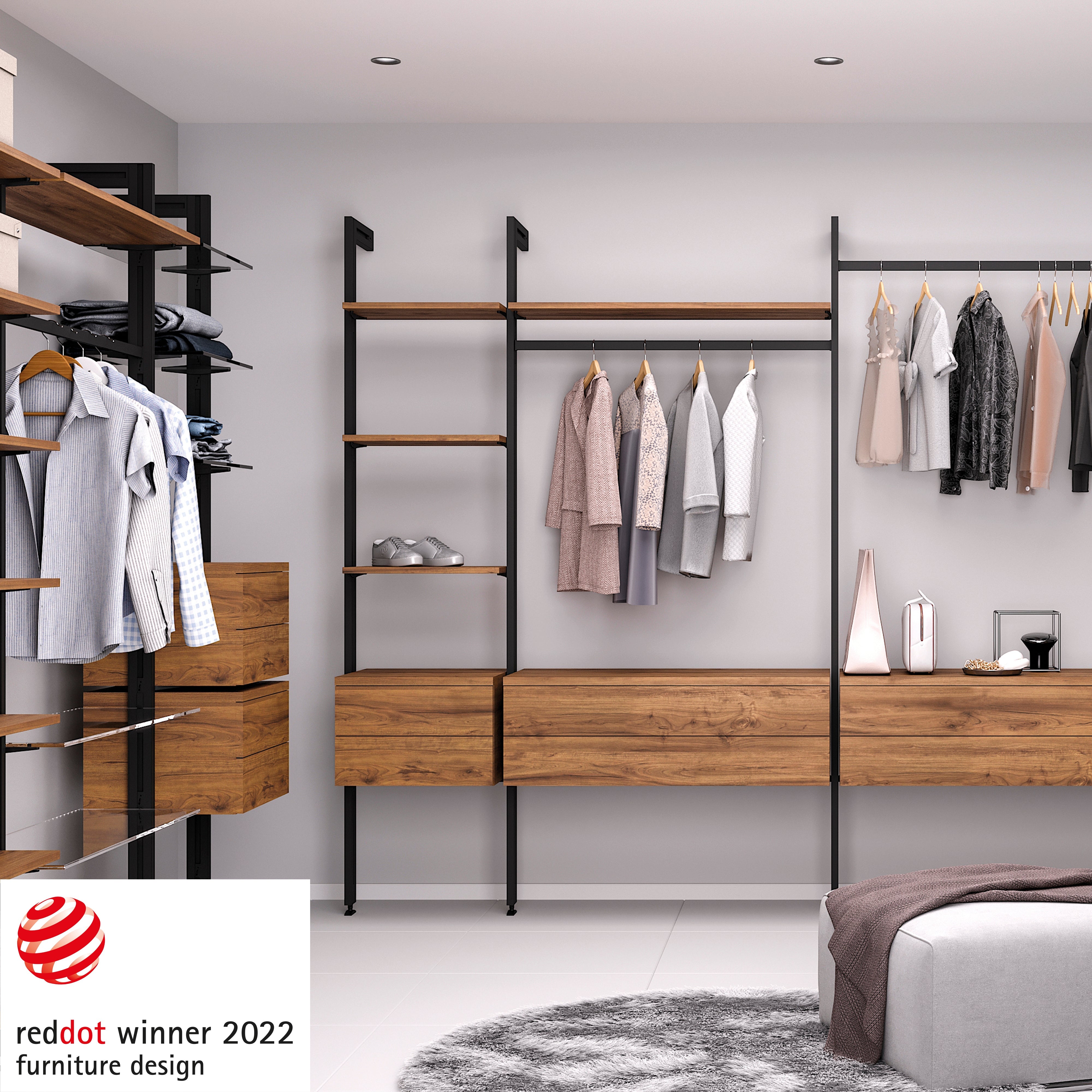 Kit Supporti per Mensole e Appendiabiti in Legno e Alluminio Emuca Zero Nero