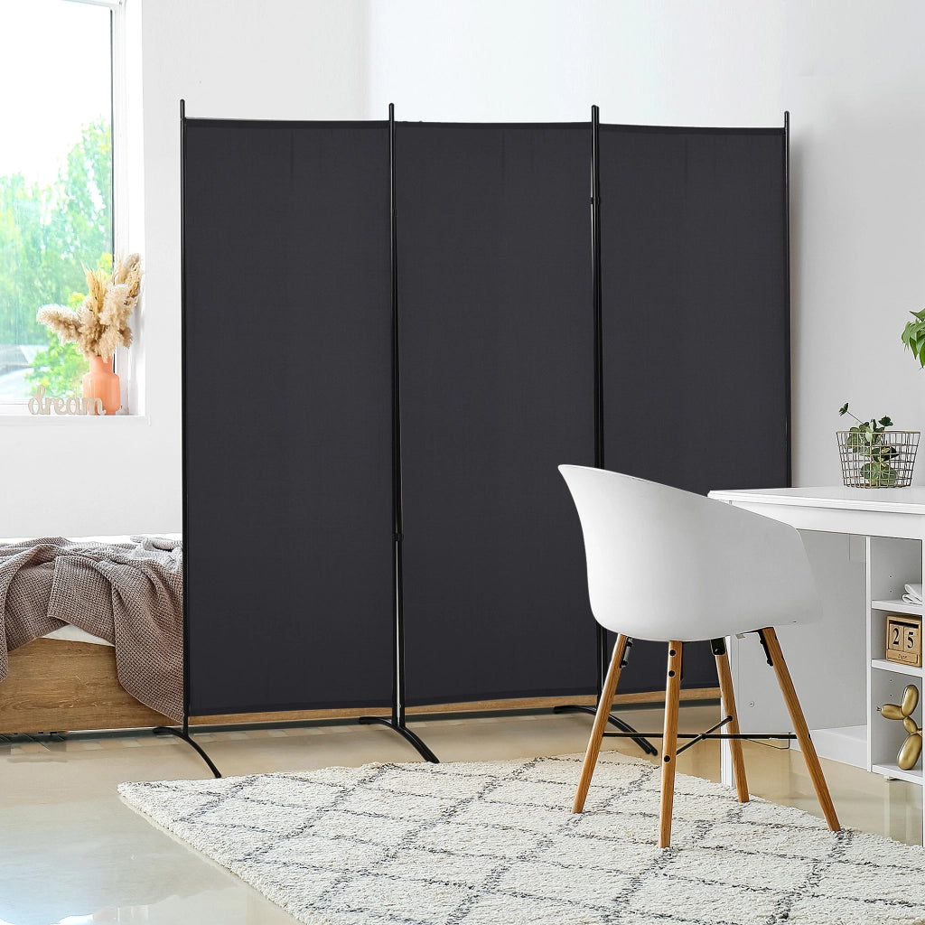 Biombo Separatore 3 Pannelli ¨C zephmum ¨C Nero 253x50x182 cm